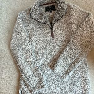 True grit mens tipped pile 1/4 zip pullover in putty